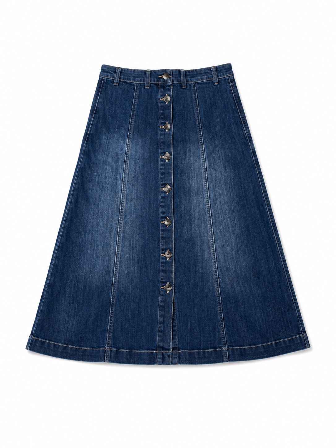 Button-Front Denim Skirt